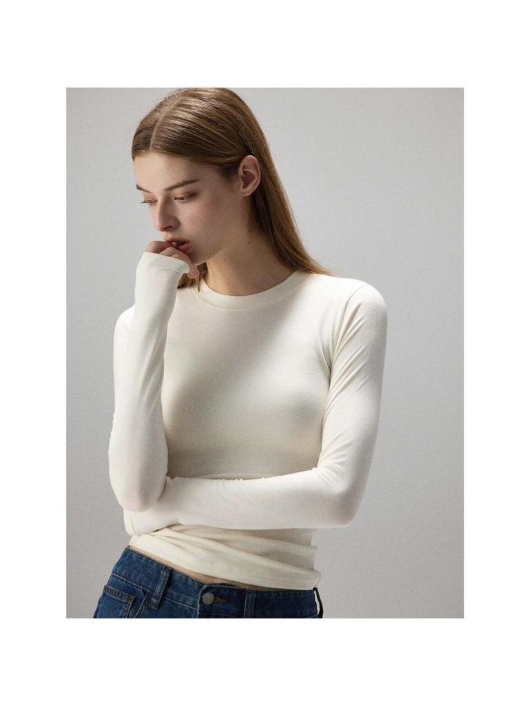 2025 Spring/Autumn Slim-fit Long-sleeve Elastic Base Layer T-shirt
