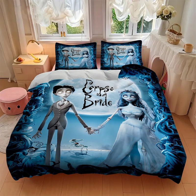 3pcs Corpse Bride Duvet Cover Set - Includes 1 Duvet Cover and 1/2 Pillowcases (No Insert) Yy251107157
