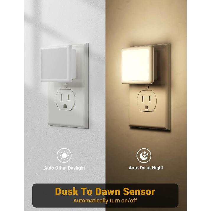 JandCase Night Lights Plug Into Wall 2Pack,Plug In Night Light Dusk-to-Dawn