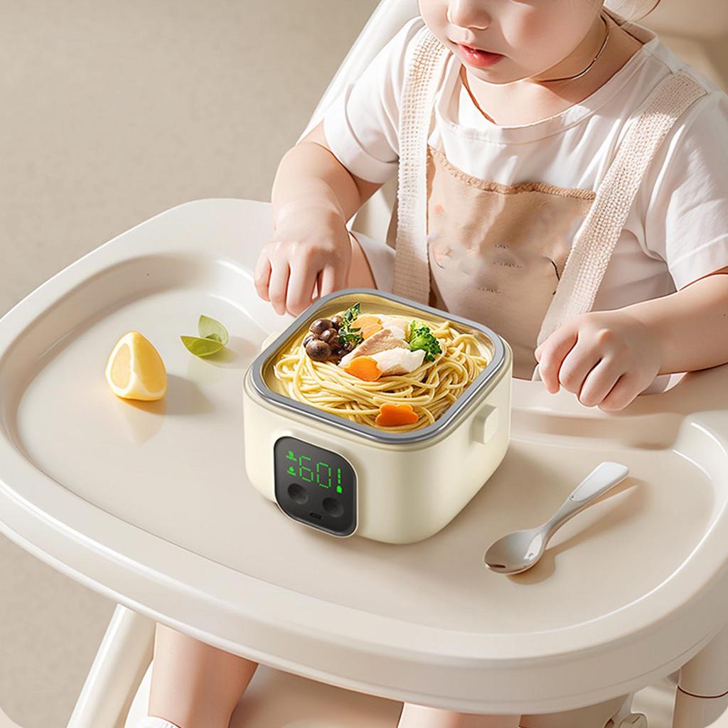 500ML Electric Food Ht Bowl, Fast Hting, Insulated Stainless Steel Electric Lunch Box, Portable Food Grade Container at
