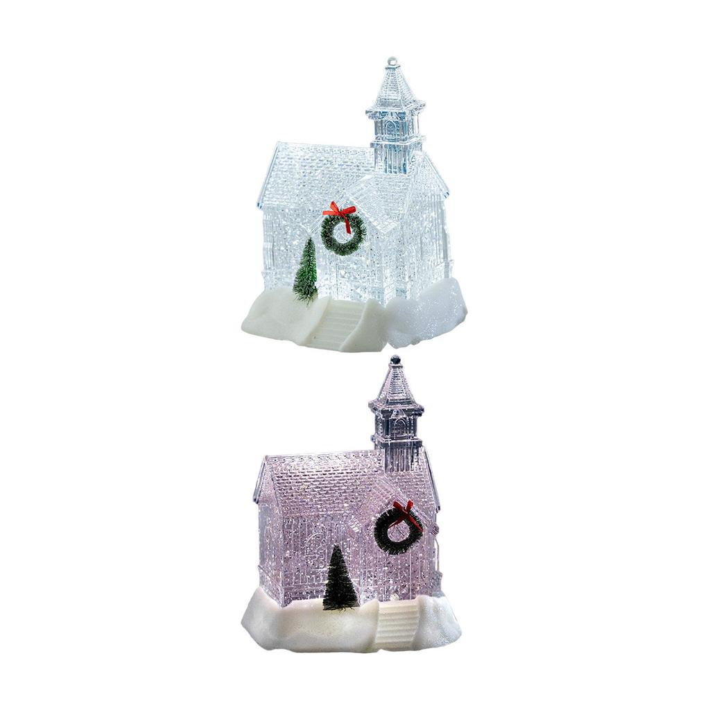 Christmas Snow Globe Lantern Musical Christmas Decor Gift with Light Music Festive Music Box for Party Farmhouse Home Desktop