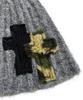 SK8ER ROCK Tone On Tone Cross Beanie ((Gray))