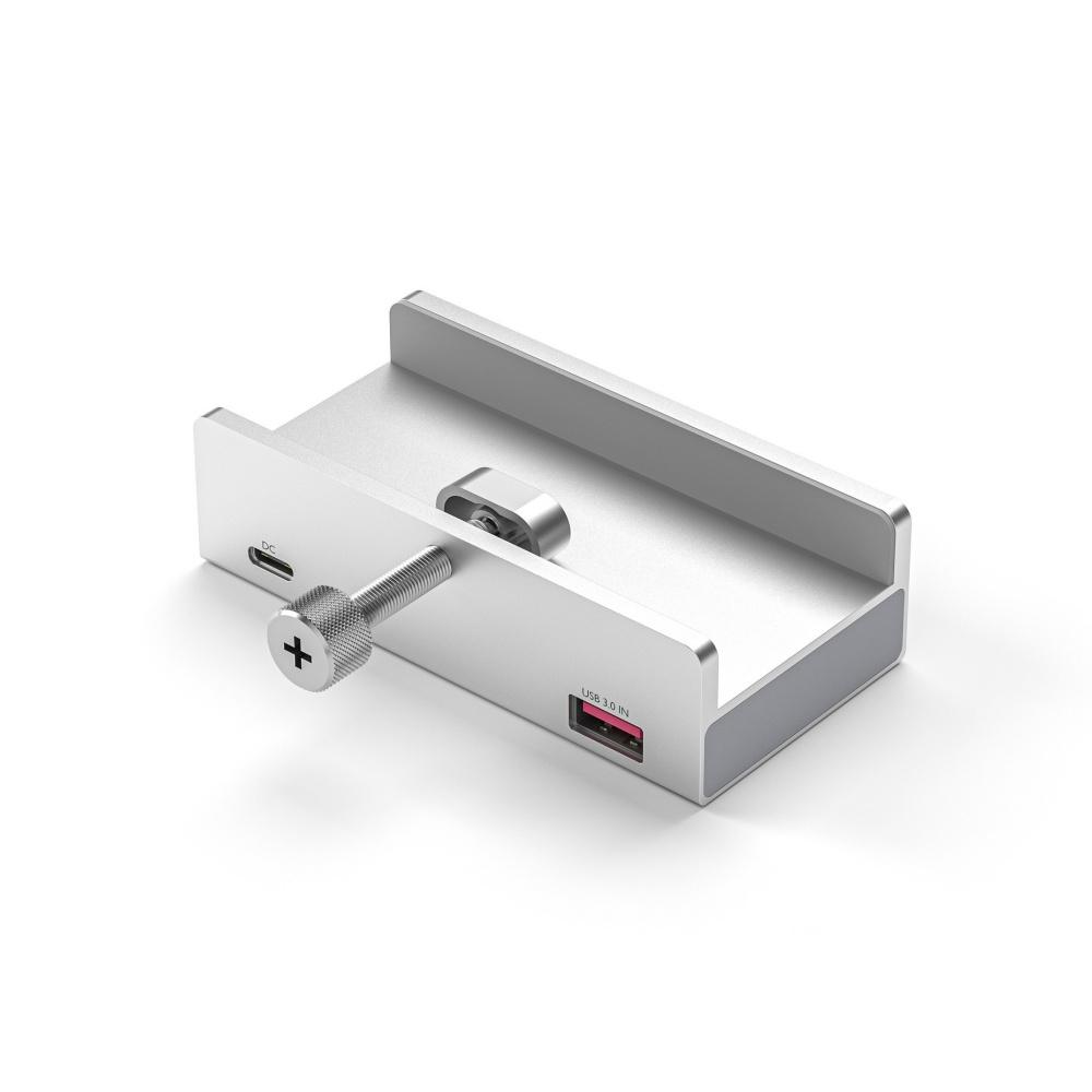 4-Port USB 3.0 Clamp Hub Type-C Splitter for Desk Monitor 5-30mm Thickness