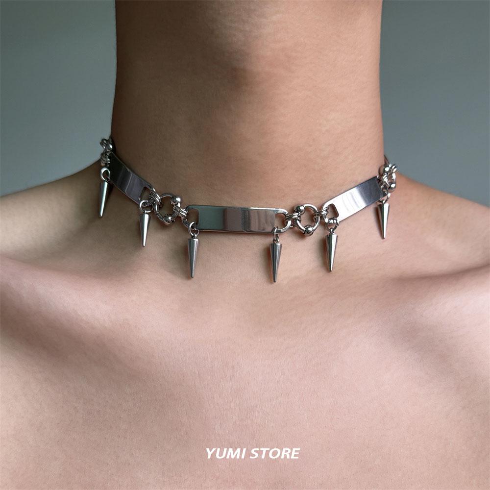 Titanstål Nitchoker för Man Kvinna Punk Metall Krage Halsband Lyx Hip Hop Smycken Street Unisex Accessoarer