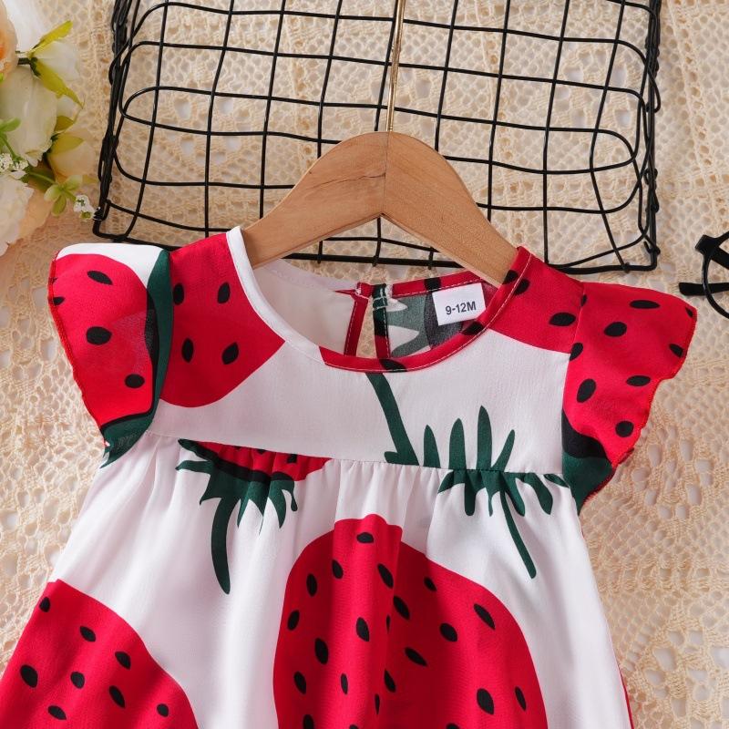 Children's Strawberry Dress: Summer Printed Sweet Princess Dress for Girls
