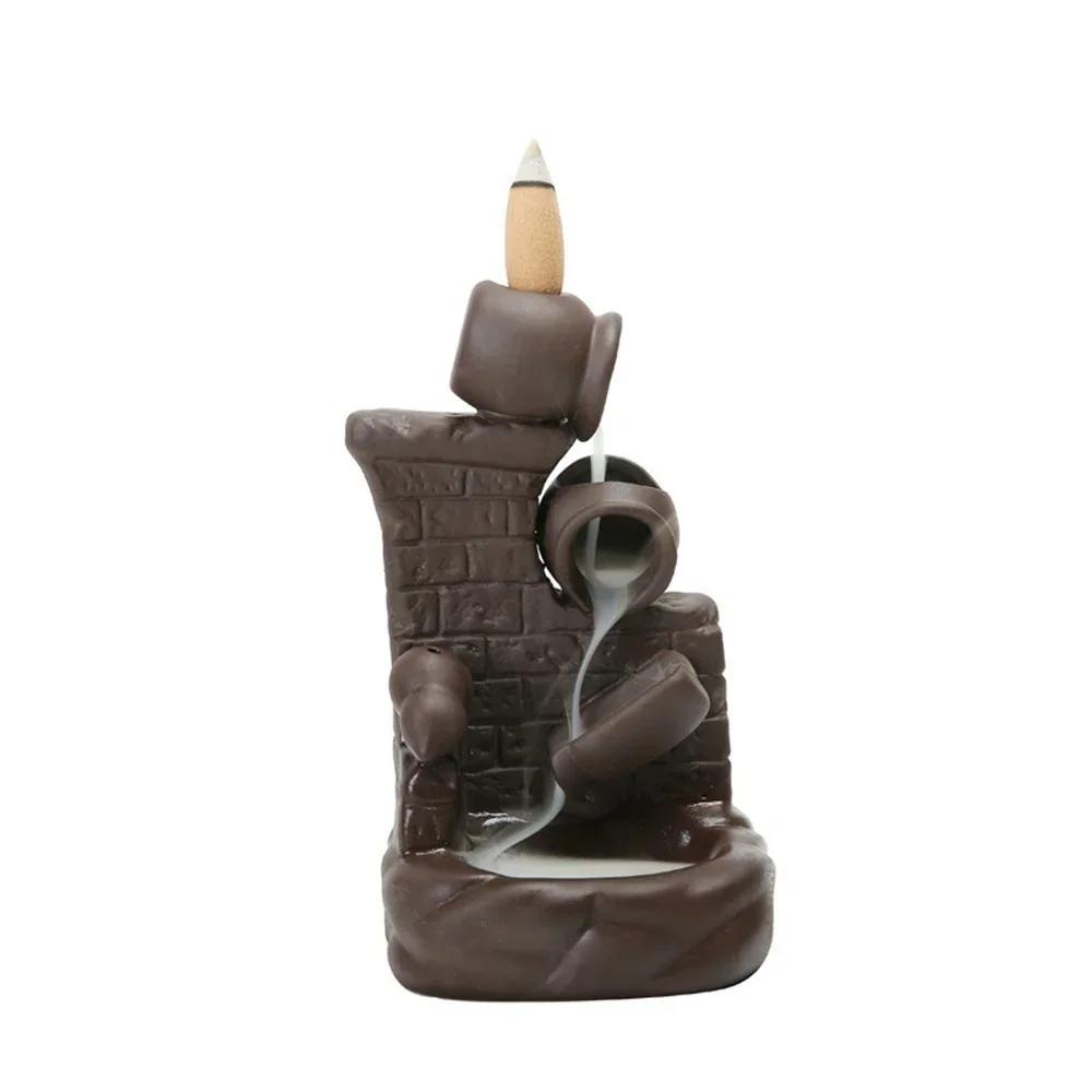 

Ceramic Reflux Incense Burner Home Decor Aromatherapy Incense Burner Creative Moon Mountain Flowing Water Decorative Ornaments чёрный