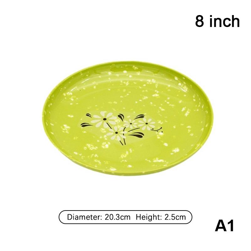 

Меламиновые тарелки, устойчивые к поломке, утолщенные тарелки с цветочным узором, пластиковая пищевая посуда, китайская посуда, имитация фарфора, 8/9/10 дюймов 8inch