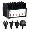 Desktop 120W Multi-Port Charger: 10-Port USB Fast Charging Station for Phone & Laptop, 5C+5A.