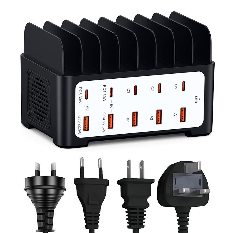 Desktop 120W Multi-Port Charger: 10-Port USB Fast Charging Station for Phone & Laptop, 5C+5A.