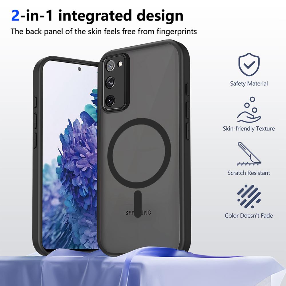 KEYSION Magnetický obal na telefon pro Samsung S20 FE S21 FE Silikon+PC Matný Průsvitný Čirý Nárazuvzdorný kryt pro Galaxy S21 S20 FE 5G