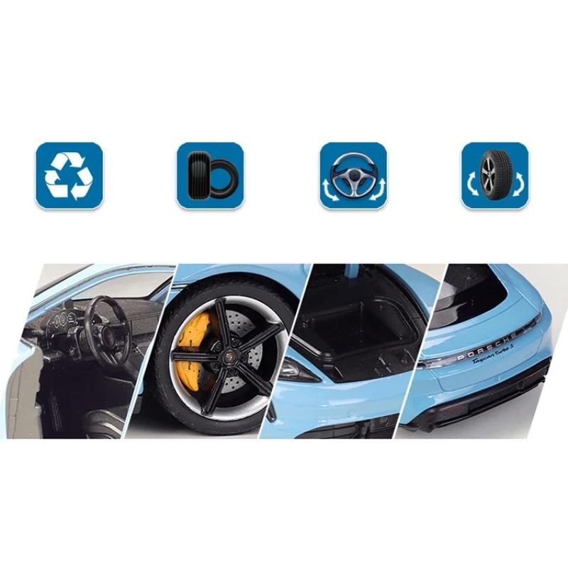 Welly 1/24 Porsche Taycan Turbo S Alloy Sports Car Model Diecasts Metal New Energy Vehicles Car Model Simulation Kids Toys Gifts