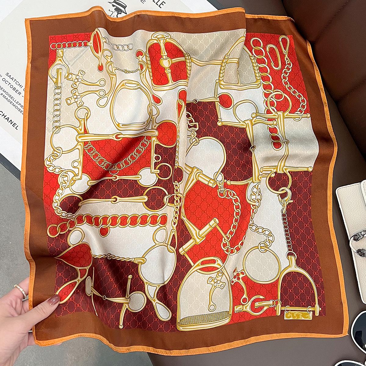 

New 100% Natural Real Silk Scarf Fashion Lady Neck Kerchief Foulard Female Bandana Scarves Women Hijab Shawl Wraps Squar Real Silk 53x53cm