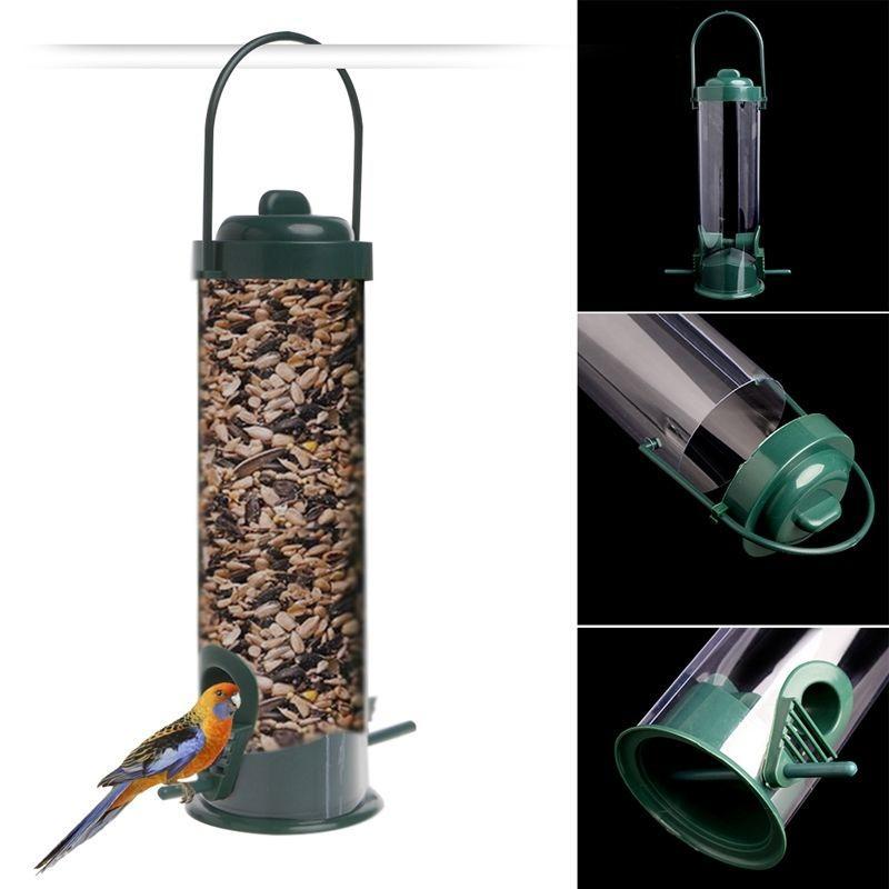 Wild Bird Hanging Feeder Seed Container Hanger Garden Outdoor Feeding Green