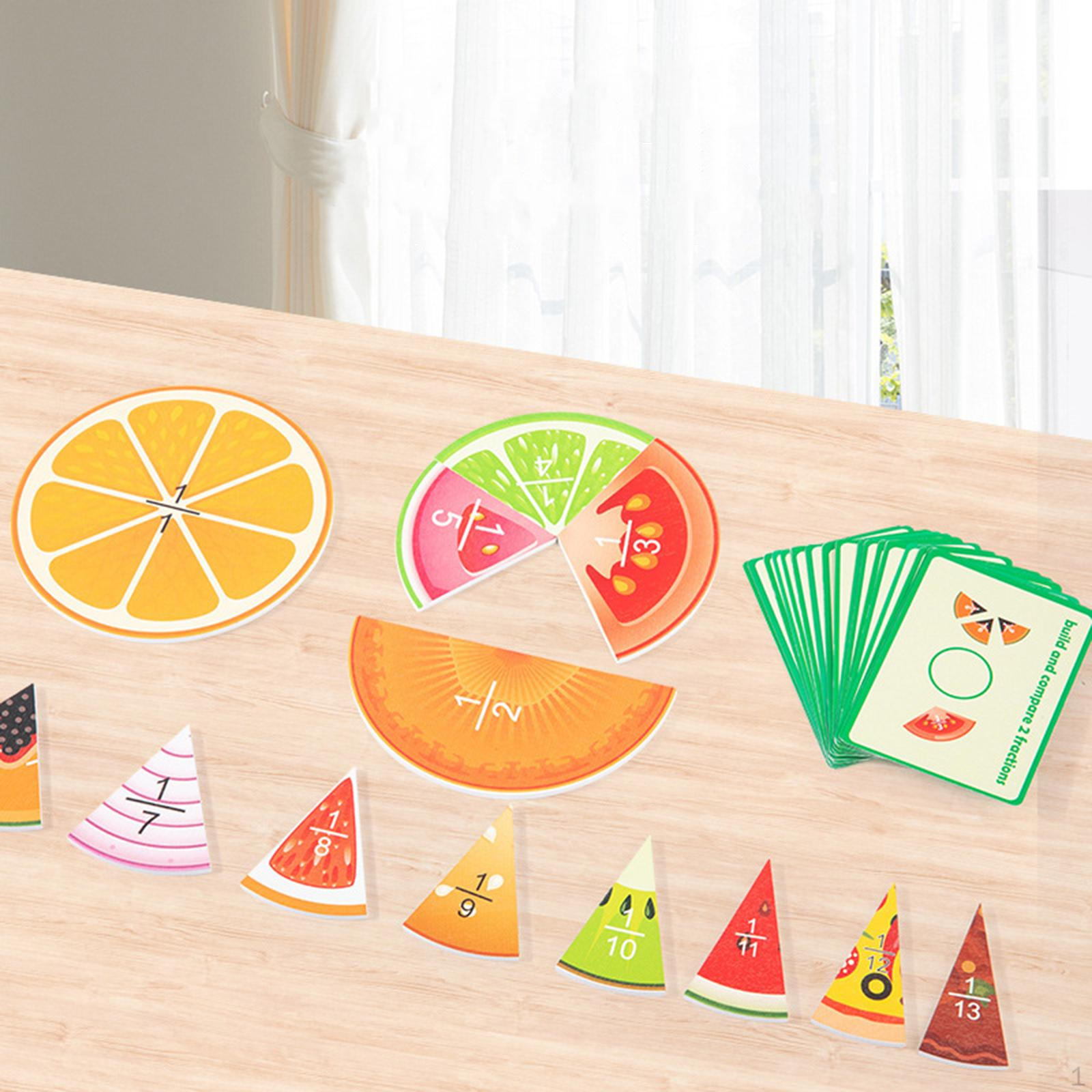 Fruit Fractions Fraction Educational Puzzle Math Manipulatives Montessori Circles Activity