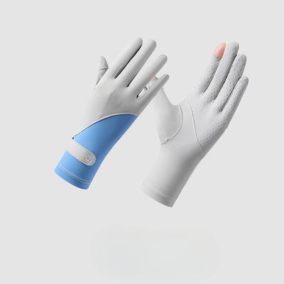 Ice Silk Gloves for Women's Thin Summer Outdoor Sun Protection and UV Ray Driving and Riding Anti Slip Finger Touch Screen Gloves