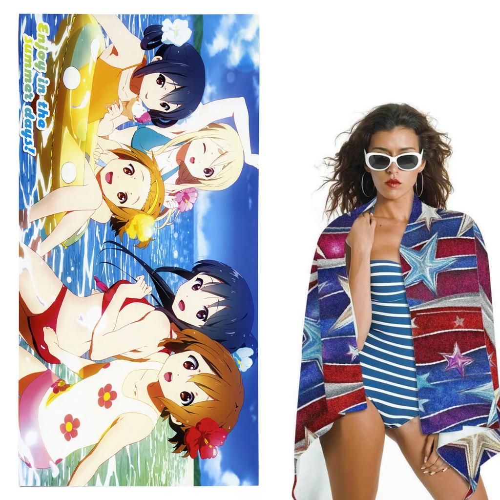 K-On Anime Beach Towel Quick Dry Absorbent And Ultra Soft Fitness Sports Towel Perfect Accessories For Swimming Pool And Beach
