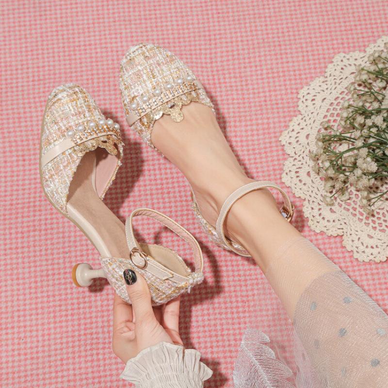 New summer children's sandals princess high heels medium and large children's shoes student show catwalk Lolita girls sandals