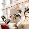 Enfeite Temático Festivo Ornamento de Natal Animal em Acrílico, Decoração Pendente para Árvore de Natal, Decorações Planas Pingente com Strass para Festa de Feriado
