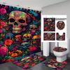 TikTok Halloween Badkamer 4-delige Set: Waterdicht Polyester Douchegordijn en Nat/Droog Afscheiding