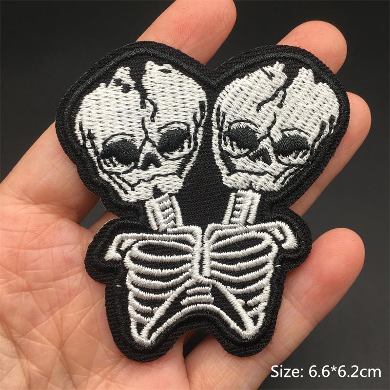 Totenkopf Punk Patches Für Kleidung Stickerei Streifen Diy Abzeichen Nähen Dekoration Kleidung Aufkleber Aufbügeln Aufnäher