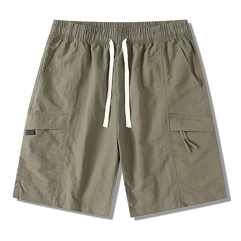Zomer Heren Cargo Broeken IJszijde Ademende Korte Broeken Elastische Taille Effen Kleur Koel Gevoel Korte Broeken Mode Streetwear