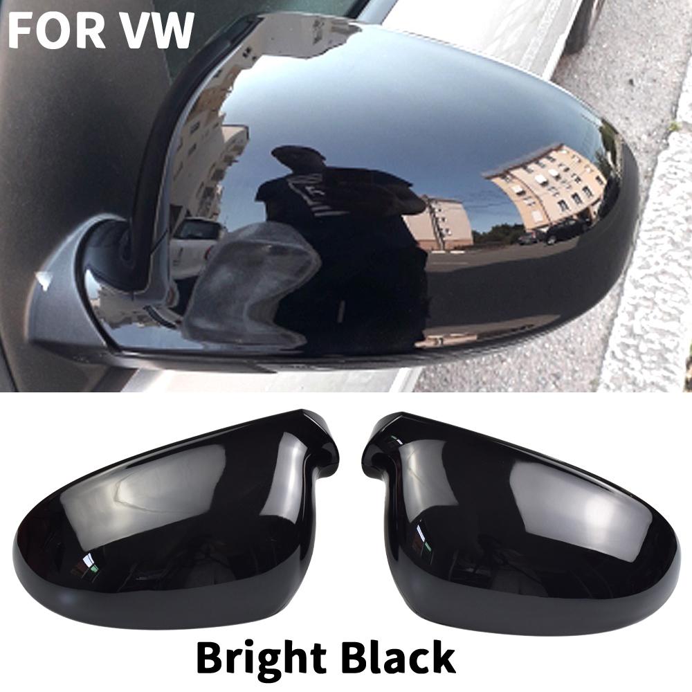 GlossyBlack Side Wing Rear View Mirror Cover Replacement Caps Shell For VW GOLF 5 MK5 GTI Jetta Passat B5.5 B6 EOS Sharan Superb