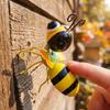 Metal Bee Garden Ornament Decorative Outdoor Sculpture for Yard Patio Lawn Art Figurine with Hand Painted Details and Curved Antennae