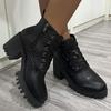 Large Size Martin Boots Women's Spring New Solid Color Round Head Platform Fashion Trend Martin Boots