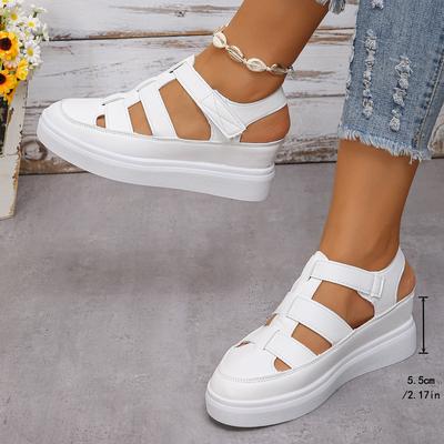 Hollow Casual Shoes Women's Summer New Large Size Thick Sole Inside Increase Women's Shoes