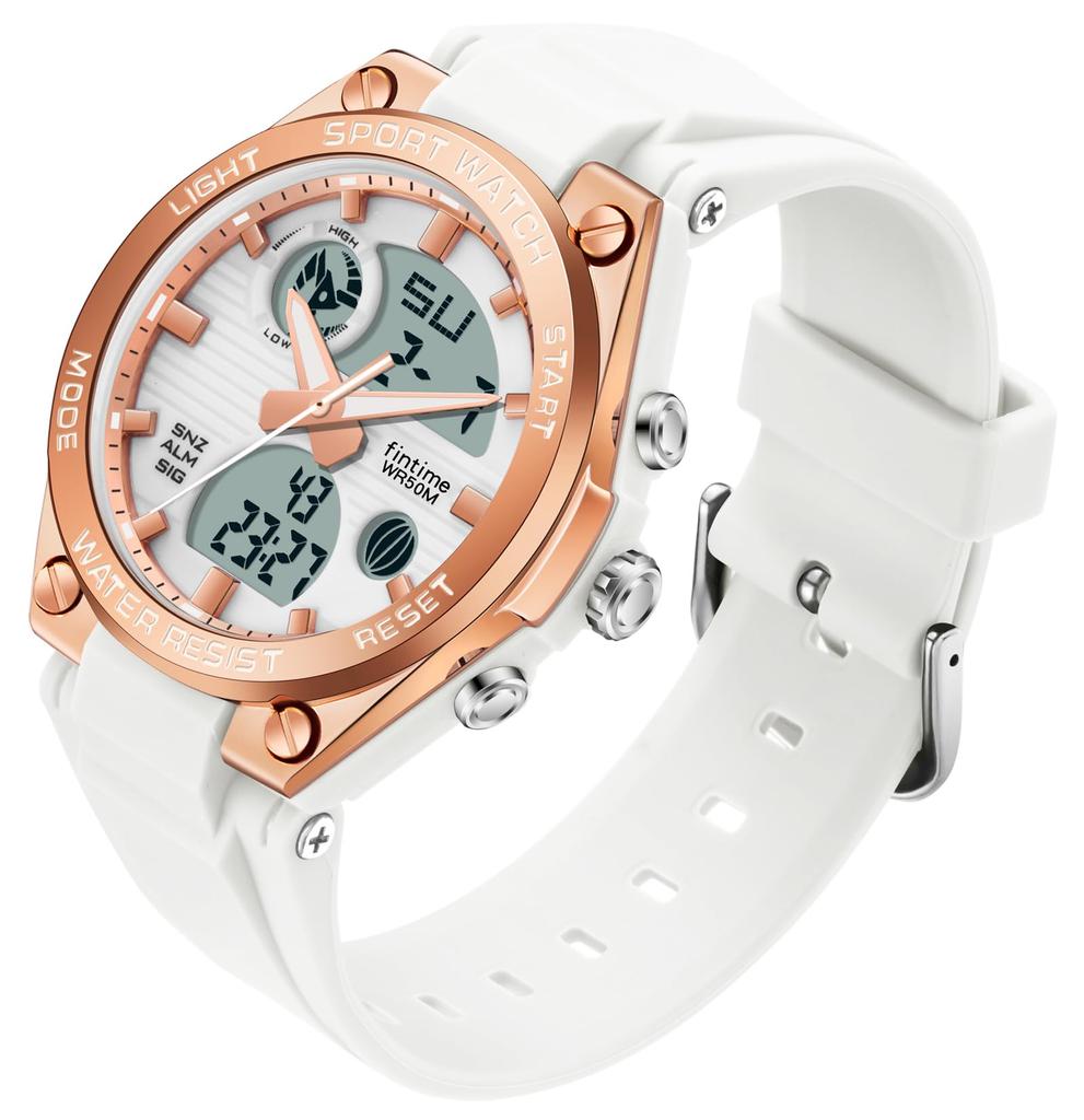 Digital Analog 50M Water LED Sport Watch Women's Watch, Resistant, Light, Alarm,