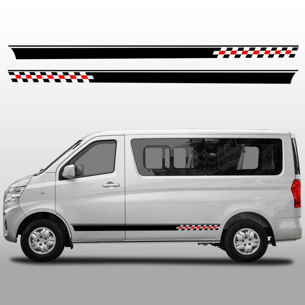 Car Body Side Long Stripes Stickers For Camper Van Rv Motorhome Minivan Cargo Panel Trunk Bus Auto Decoration Decals Accessories