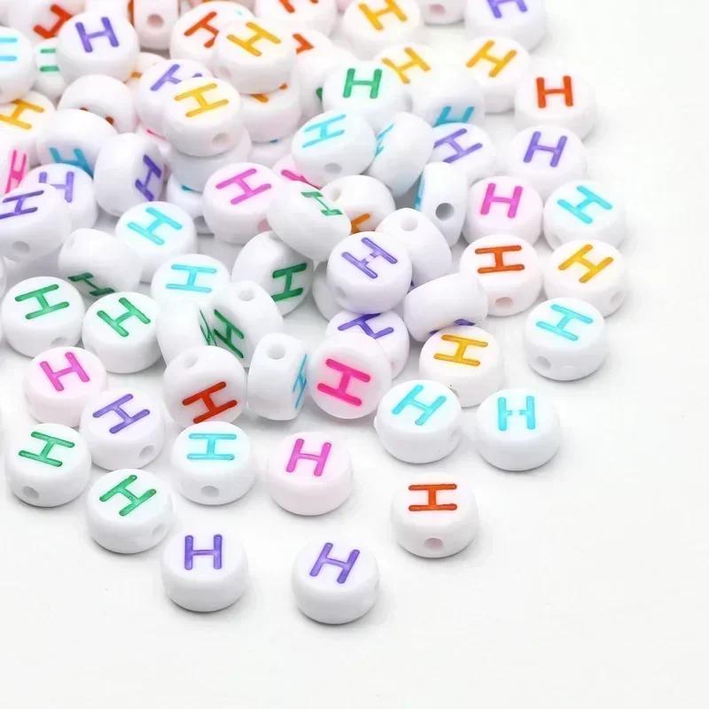 Acrylic A-Z 26 Letter Round Beads Colorful Alphabet Loose Spacer Beads For Jewelry Making Diy Bracelet Necklace Accessories