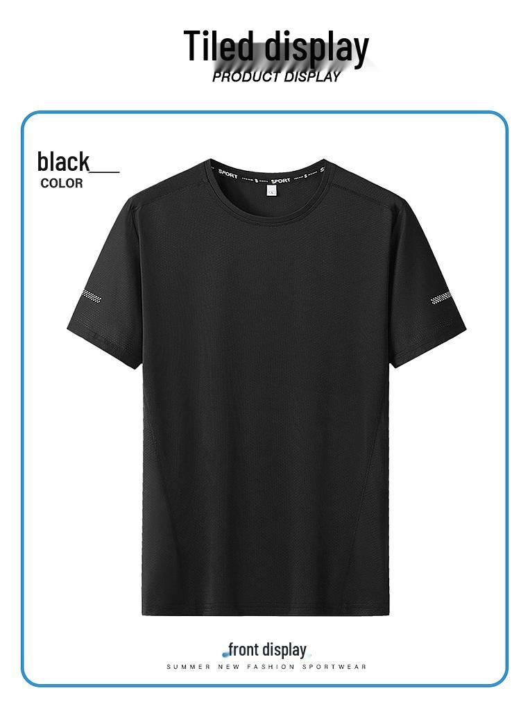 Quick-Dry Men's Plus Size Round Neck Short Sleeve T-Shirt (L-9XL) - Thin Summer Top, Fits Up To 300 Jin