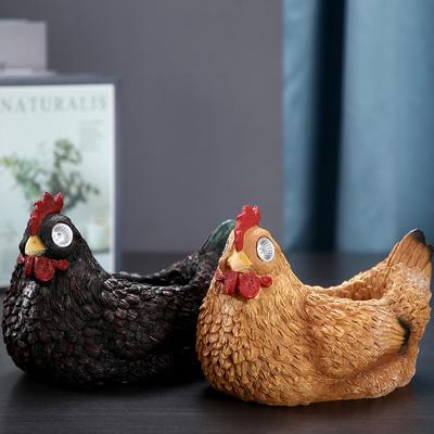 Simulated Animal Chicken Flower Pot Garden Courtyard Decoration Ornament Resin European Solar Night Light Flower Arrangement Vase