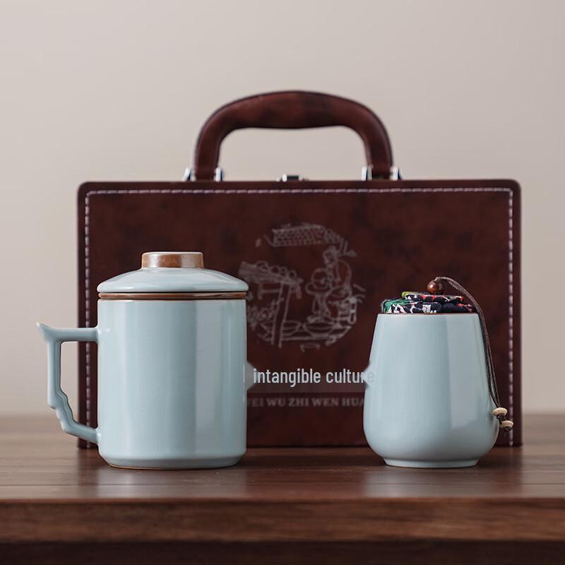 

OLOEY Ru Kiln Ceramic Office Mug with Lid