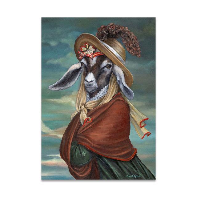 Animale amuzante Portret Postere și imprimeuri Pictură pe pânză pe perete Artă Câine, Capră Gentleman Poză pentru sufragerie Decor fără cadru