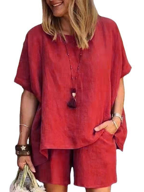 

Модный свободный комплект из двух предметов с шортами и футболкой с короткими рукавами XL