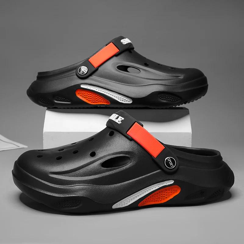 2025 Sommer Herren Hausschuhe Leichte EVA Herren Freizeitschuhe Lochschuhe Outdoor Garten Clogs Männliche Strand Flache Pantoletten