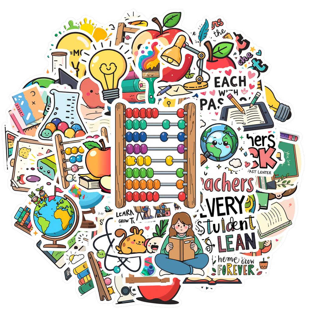Cartoon Education Decals Cute School Teacher Reward Stickers Funny Stickers For Laptop Fridge Guitar