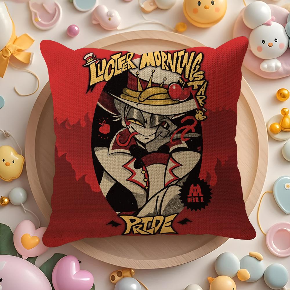 Anime H-Helluvas B-Boss Cushion Cover Summer Coolness Linen Fabric Double-Sided Printing Pillow Case Sofa Home Decor Gift