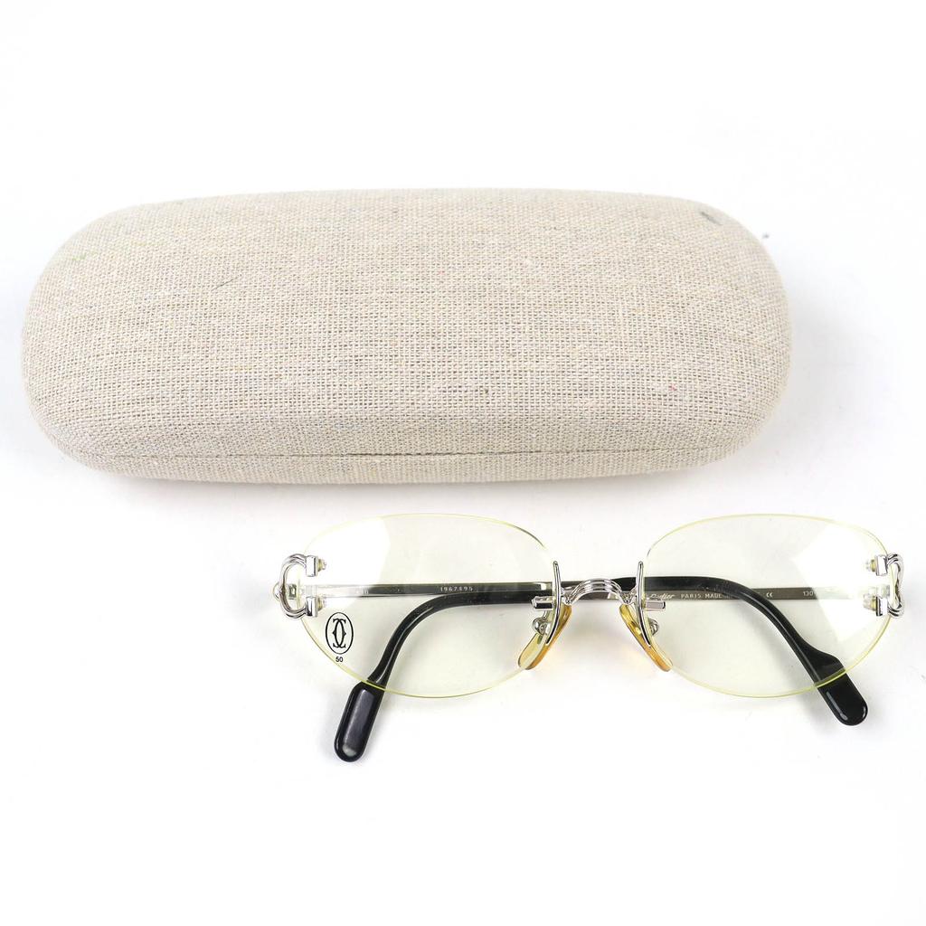 Grandes Gafas Cartier Trinity Montura de Dos Puntos Sin Montura Plata para hombre Usadas