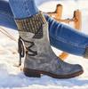 Fashion Women's  Boots Winter 2025 Side Zipper Snow Boots Lace Up Women Shoes Size 43 Knitting Retro Ankle Boots Botas De Mujer