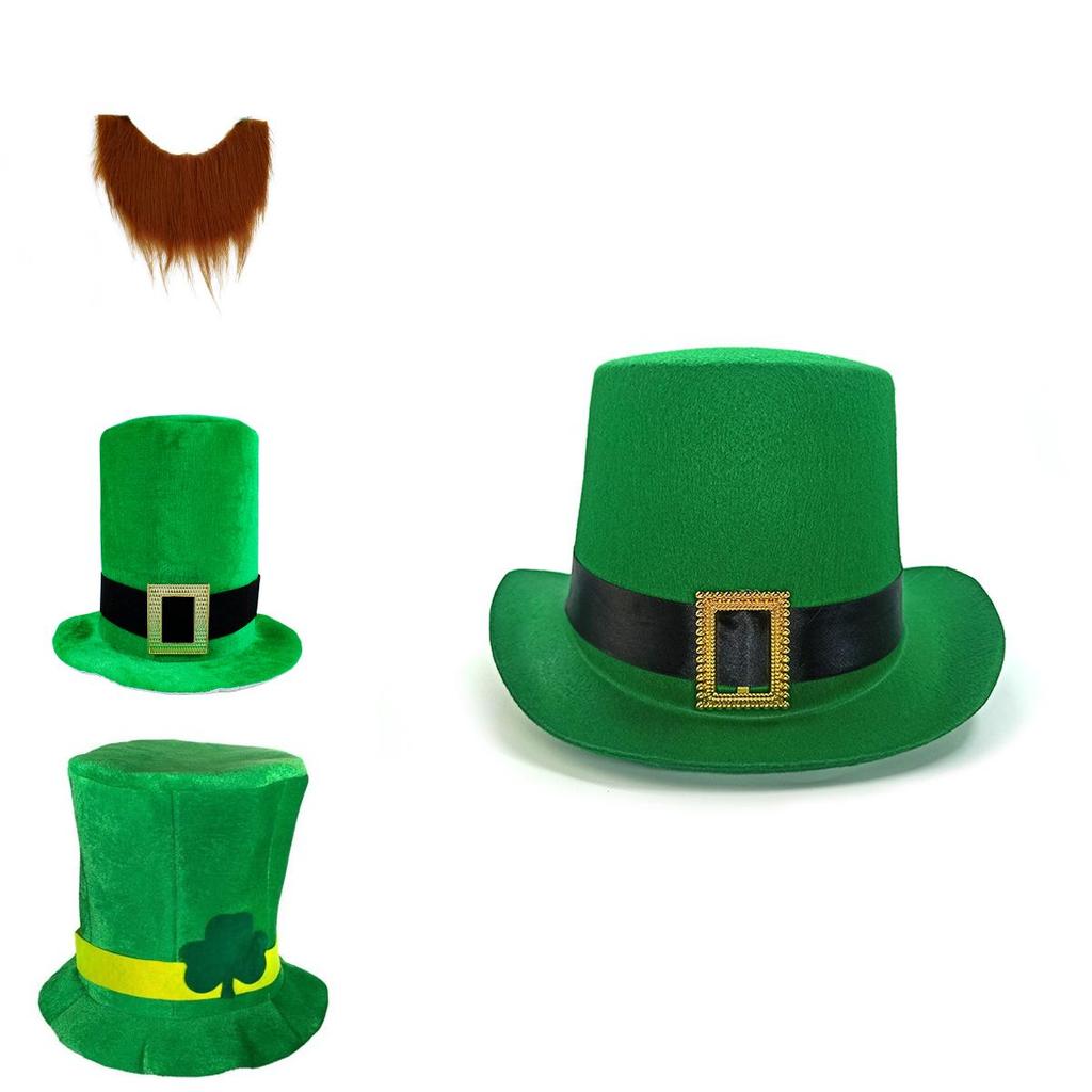 St. Patrick's Day Irish Leprechaun Shamrock Velvet Hat Adult Fancy Dress Accessory