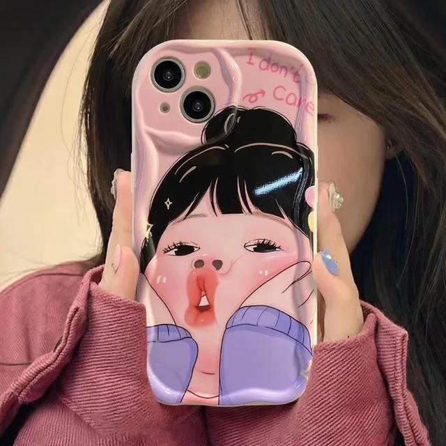 Spoof Girl Boy Nose Picking Wave TPU Phone Case for iPhone 15 11 12 Pro 13 Mini 14 7 8 Plus X XS Max XR SE Cover