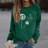 Women's Fashion Casual Long Sleeve Solid Color Printed Round Neck Top Sweatshirt