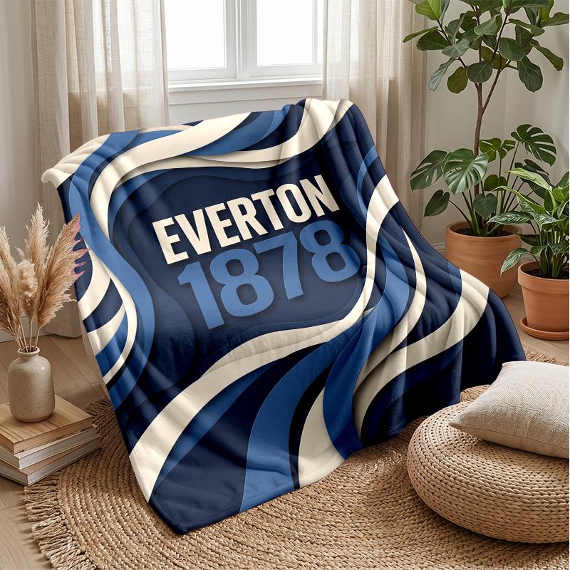Everton Football Print Flannel Blanket, Soft Warm Lightweight Throw Blanket for Sofa Bed Camping