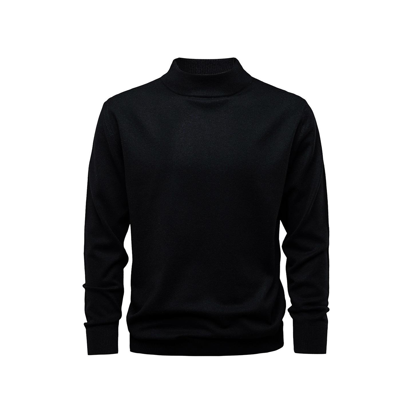 Men s Wool High Neck Sweater - Autumn/Winter Solid Color Pullover XL