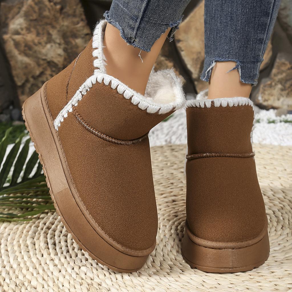 Foreign trade large size Northeast velvet thick-soled short snow boots women's cross-border matte leather warm thickened cotton boots
