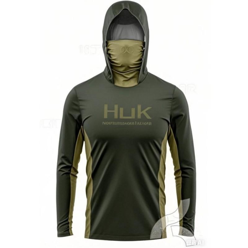 HUK Anglerhemden Langarm Mit Kapuze Gesichtsbedeckung Trikot Leichter Sonnenschutz Angler