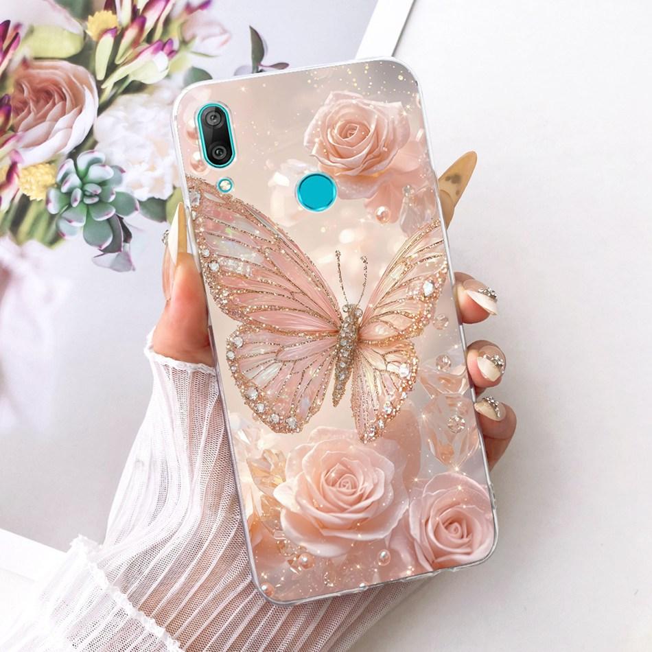 For Huawei Y7 2019 Cute Flower Butterfly Cat Painted Case For Huawei Y7 Y 7 Prime Pro 2019 Soft Silicone TPU Phone Cases